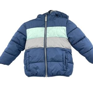 Cozy Puffer Jacket Full Zip Sherpa Lined Hooded Pockets Long Sleeve Toddler Boy